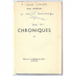  Roger : Chroniques III. Envoi de l'auteur.