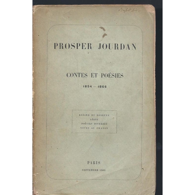 JOURDAN Prosper : Contes et Poésies