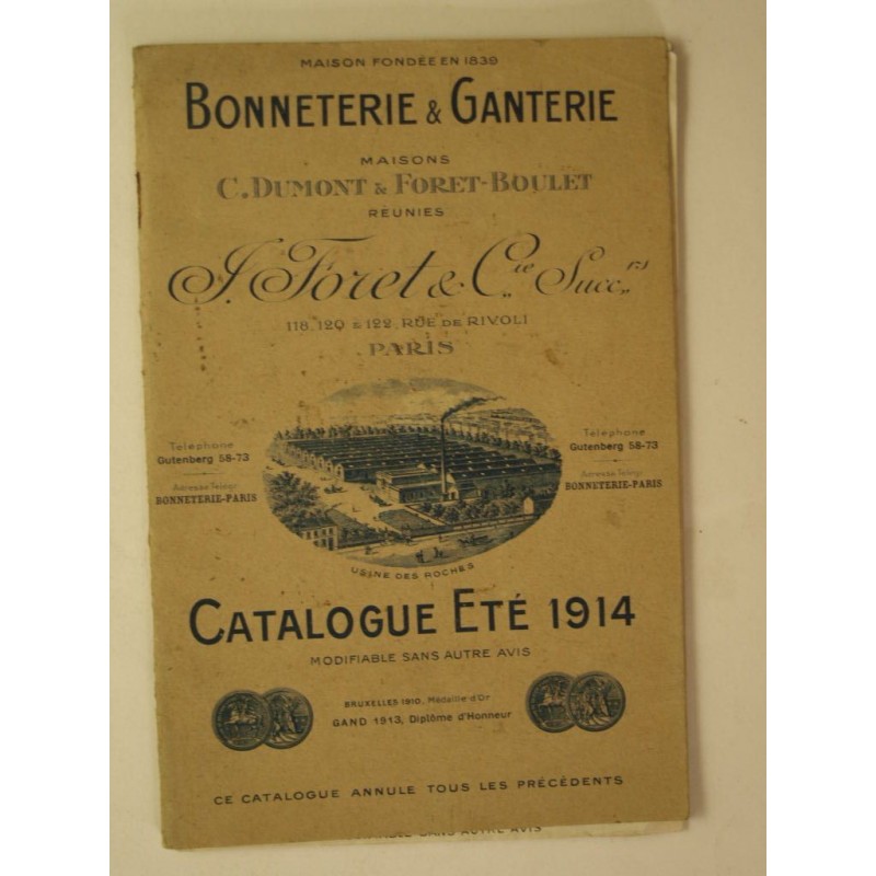 Maisons Dumont et Foret : Bonneterie et ganterie. Catalogue été 1914