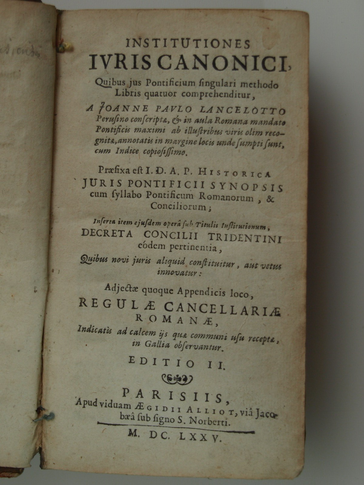 Lancelotto Paulo : Institutiones Iuris Canonici